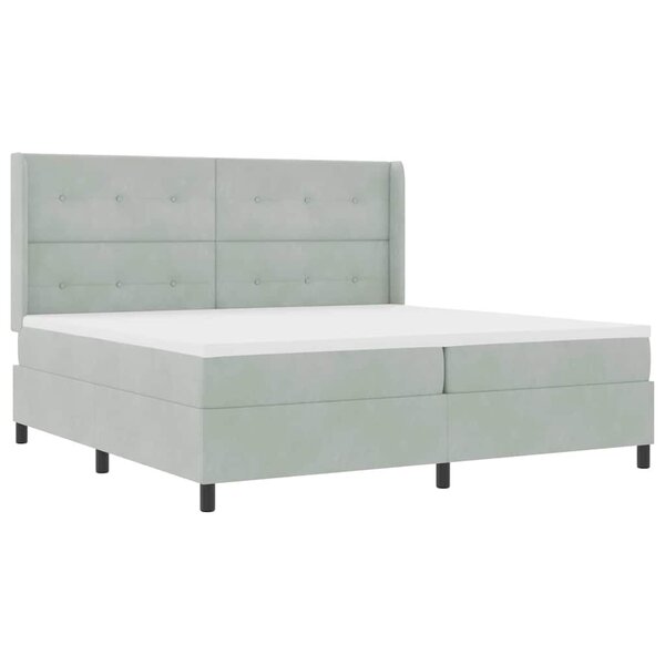 vidaXL Lit à ressorts avec tête de lit Gris clair 200 x 200 cm Velours