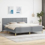 vidaXL Cadre de lit avec matelas Gris clair 200 x 200 cm Tissu