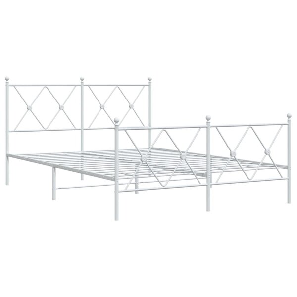 vidaXL Cadre de lit métal avec tête de lit/pied de lit blanc 140x200cm