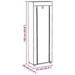 vidaXL Armoire à chaussures avec housse Crème 57x29x162 cm Tissu