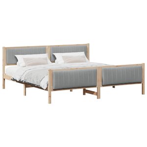 vidaXL Cadre de lit avec tête de lit Marron et gris clair 200 x 200 cm