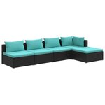vidaXL Salon de jardin 5 Pièces avec coussins Résine tressée Noir