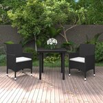 vidaXL Mobilier à dîner de jardin coussins 3 Pièces Résine tressée Verre