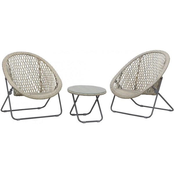 Salon de jardin en polyrésine et métal kent (lot de 3)