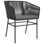 vidaXL Ensemble à manger de jardin coussins 7Pièces noir poly rotin verre