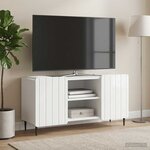 vidaXL Meuble TV Blanc brillant 102 x 34 5 x 52 cm Bois d'ingénierie