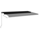 vidaXL Auvent automatique capteur de vent et LED 600x300 cm Anthracite