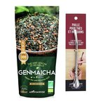 Thé vert Bio et riz complet Genmaicha 100 g + paille inox avec filtre