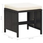 vidaXL Tabourets de jardin lot de 4 avec coussins Résine tressée Noir