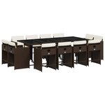vidaXL Ensemble à manger de jardin avec coussins 13 Pièces marron rotin