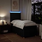 vidaXL Sommier à lattes de lit avec matelas Noir 90x200 cm Tissu