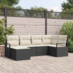 vidaXL Ensemble de canapé de jardin 6 Pièces Noir Poly rotin
