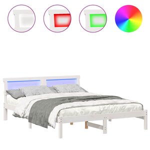 vidaXL Cadre de lit avec tête de lit Blanc 160 x 200 cm Pin massif