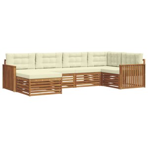 vidaXL Ensemble de canapés d'extérieur 6 pc Naturel et Crème