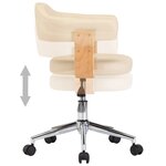 Chaise fauteuil siège pivotante de bureau informatique étude bois courbé et similicuir crème 02_0024096