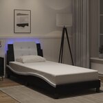 vidaXL Cadre de lit avec LED sans matelas noir et blanc 90x200 cm