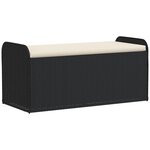 vidaXL Banc de rangement avec coussin noir 115x51x52 cm résine tressée