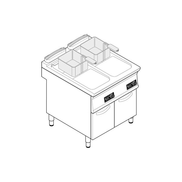 Friteuse sur coffre électrique - 2 x 17 litres - commandes électroniques - tecnoinox -  - acier inoxydable 800x900x900mm