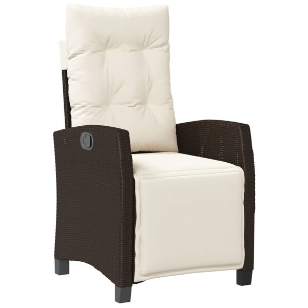 vidaXL Chaise inclinable de jardin repose-pied marron résine tressée