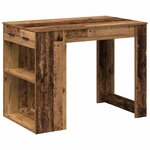 vidaXL Bureau avec tiroir et étagère vieux bois bois d'ingénierie