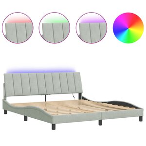 vidaXL Cadre de lit avec LED sans matelas Hanko gris clair 180x200cm velours