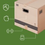 Pack and Move - Lot 40 cartons déménagement L larges - 40 x 60 x 40 cm - Poignées renforcées - 2 adhésifs offerts