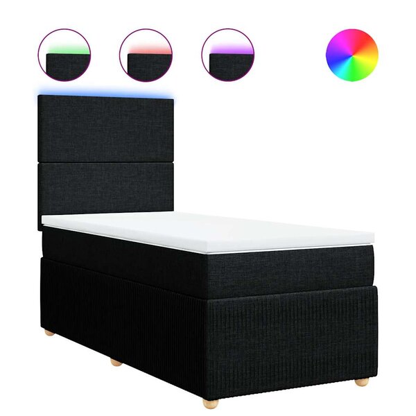 vidaXL Sommier à lattes de lit et matelas Noir 80x200 cm Tissu