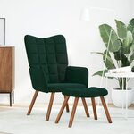 vidaXL Fauteuil relax avec tabouret en velours vert foncé