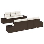 vidaXL Ensemble de canapé de jardin de 8 pièces avec coussins marron en poly rotin