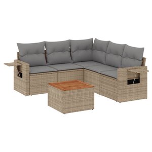 vidaXL Salon de jardin avec coussins 6Pièces mélange beige résine tressée