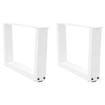 vidaXL Pieds de table basse en forme de V  2 pièces  blanc  50 x (30-31 3) cm  acier