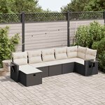 vidaXL Salon de jardin 7 Pièces avec coussins noir résine tressée