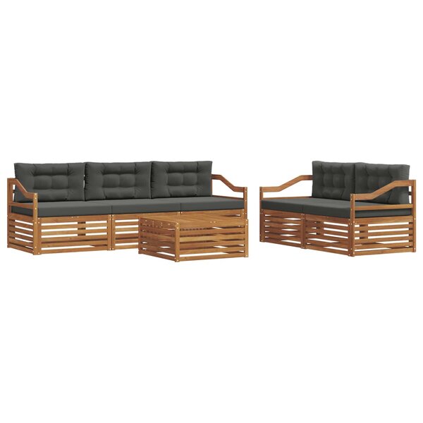 vidaXL Ensemble de canapés d'extérieur 6 pc Naturel et Anthracite