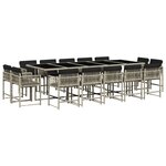 vidaXL Ensemble à manger de jardin et coussins 15 Pièces gris clair rotin