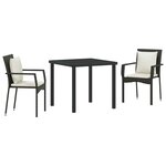 vidaXL Ensemble de salle à manger pour jardin 3 Pièces Noir Poly rotin