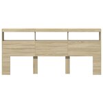 vidaXL Armoire tête de lit avec LED chêne sonoma 220x17x102 cm