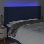vidaXL Tête de lit à LED Bleu 203x16x118/128 cm Tissu