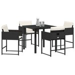 vidaXL Ensemble de salle à manger pour jardin 5 Pièces Noir Poly rotin