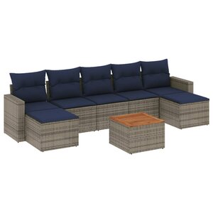 vidaXL Salon de jardin 8 Pièces avec coussins gris résine tressée