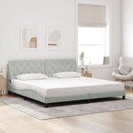 vidaXL Cadre de lit avec lumières LED gris clair 200x200 cm velours