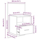 vidaXL Armoire de lit avec tiroir 2 Pièces Chêne noir 48 5 x 32 5 x 80 cm