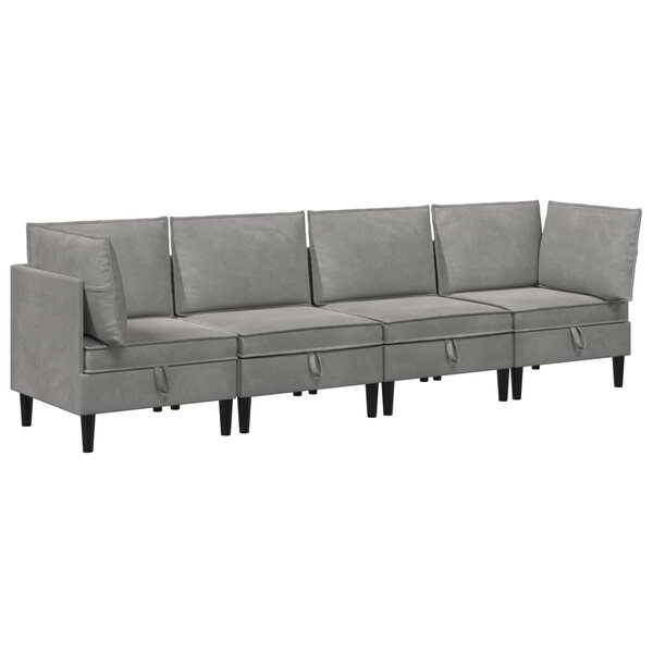 vidaXL Ensemble de meubles pour le salon 4 pc Gris clair Velours