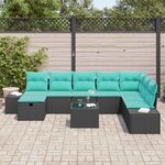 vidaXL Ensemble de canapé de jardin avec coussin 9 Pièces Noir polyrotin