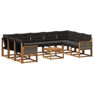 vidaXL Ensemble de canapés d'extérieur 10 pc Naturel et noir