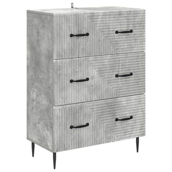 vidaXL Armoire à tiroirs Gris béton 66 x 34 5 x 89 5 cm