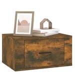 vidaXL Table de chevet murale Chêne fumé 50x36x25 cm