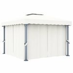 vidaXL Tonnelle et rideau et guirlande lumineuse LED 3x3 m Blanc crème