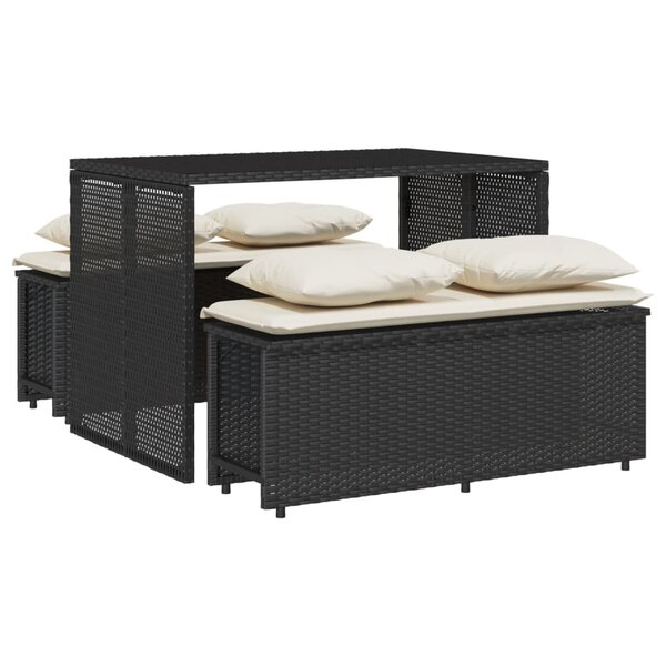 vidaXL Ensemble à manger de jardin avec coussins 3 Pièces Noir