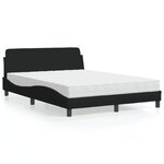 vidaXL Lit avec matelas noir 140x190 cm tissu