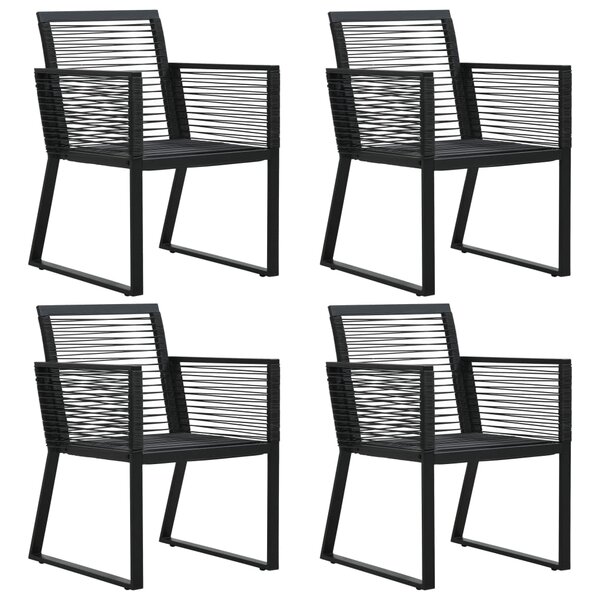 vidaXL Chaises de jardin lot de 4 Corde en rotin Noir